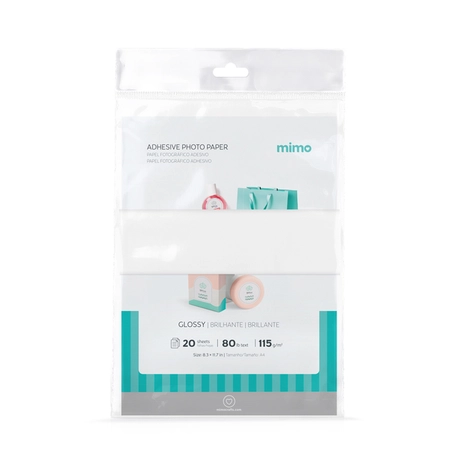 Papel Fotográfico Adesivo Brilho Mimo - 115 g - A4 - 20 Unids