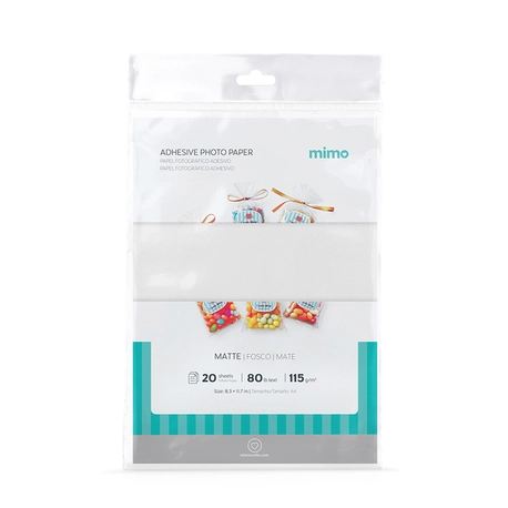 Papel Fotográfico Adesivo Fosco Mimo - 115 g - A4 - 20 Unids