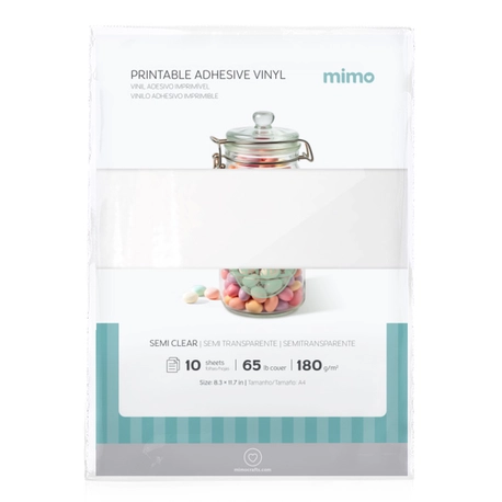 Vinil Adesivo Imprimível Semi Transparente Resistente a Água - Mimo - A4 10 fls