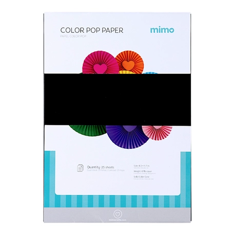 Papel Color Pop Preto Absoluto Mimo - A4 - 180 g - 25 fls