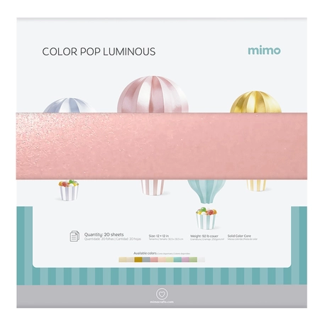 Papel Color Pop Luminous Rosa Blush Mimo - 30,5 x 30,5 cm - 250 g - 20 Fls