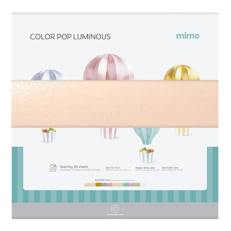 Papel Color Pop Luminous Rosa Pêssego Mimo - 30,5x30,5 cm - 250 g - 20 Fls