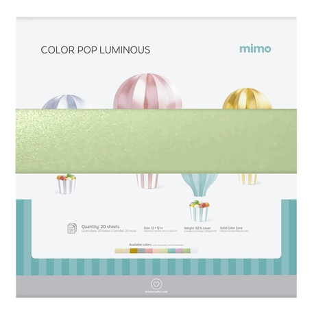 Papel Color Pop Luminous Verde Salada Mimo - 30,5 x 30,5 cm - 250 g - 20 Fls