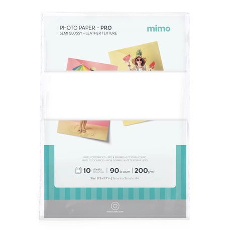 Papel Fotográfico Semibrilho Textura Couro - Mimo - 200 g - A4 - 10 Fls