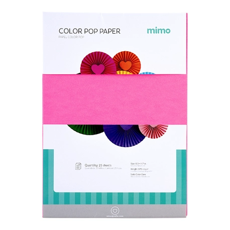 Papel Color Pop Rosa Pink Fluorescente Mimo - A4 - 180 g - 25 fls