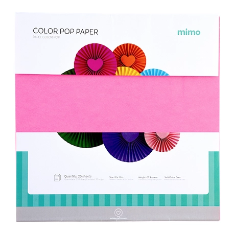 Papel Color Pop Rosa Pink Fluorescente Mimo - 30,5 x 30,5 cm - 180 g - 25 fls