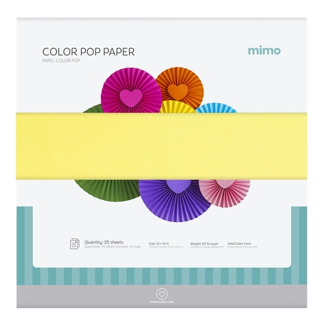 Papel Color Pop Amarelo Fluorescente Mimo - 30,5 x 30,5 cm - 180 g - 25 fls
