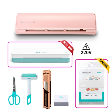 Kit Black Silhouette Cameo 5 Alpha Rosa Fosco Laminação PRO 220V