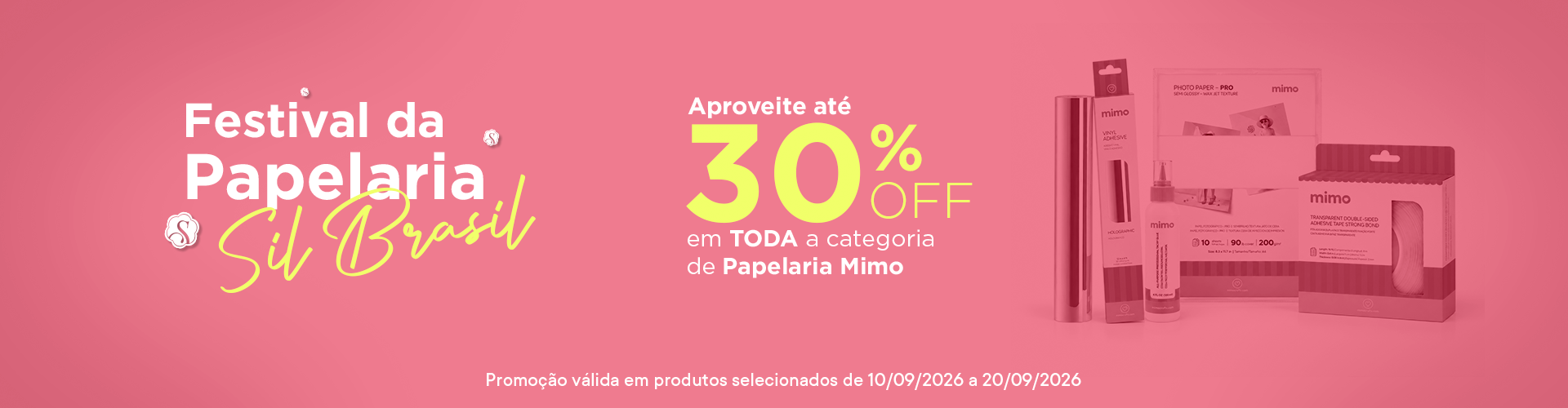 Aproveite até 30% OFF em toda Papelaria Mimo