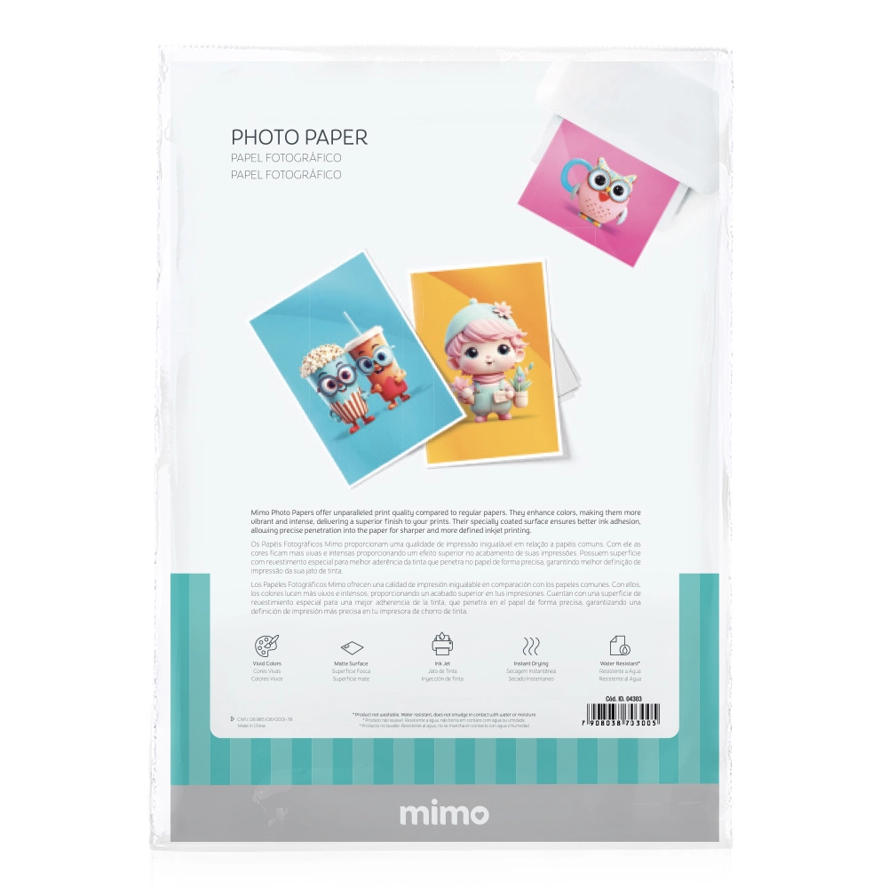Papel Fotográfico Fosco Mimo - 180 g - A4 - 20 Unids