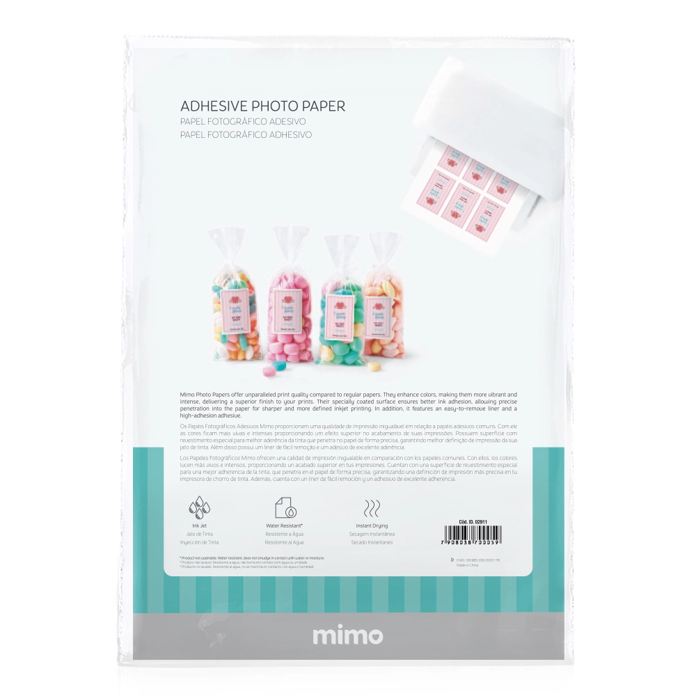 Papel Fotográfico Adesivo Fosco Mimo - 115 g - A4 - 20 Unids