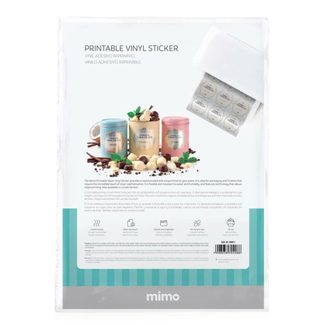 Vinil Adesivo Imprimível Prata Brilho Resistente a Água- Mimo - A4 10fls 180g