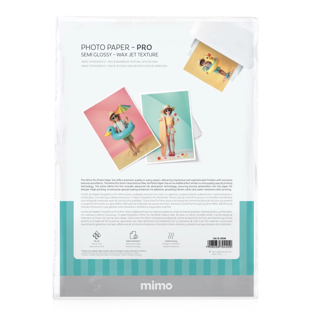 Papel Fotográfico Profissional Ultra - Textura Jato de Cera Mimo - 200 g - A4 - 10 Unids