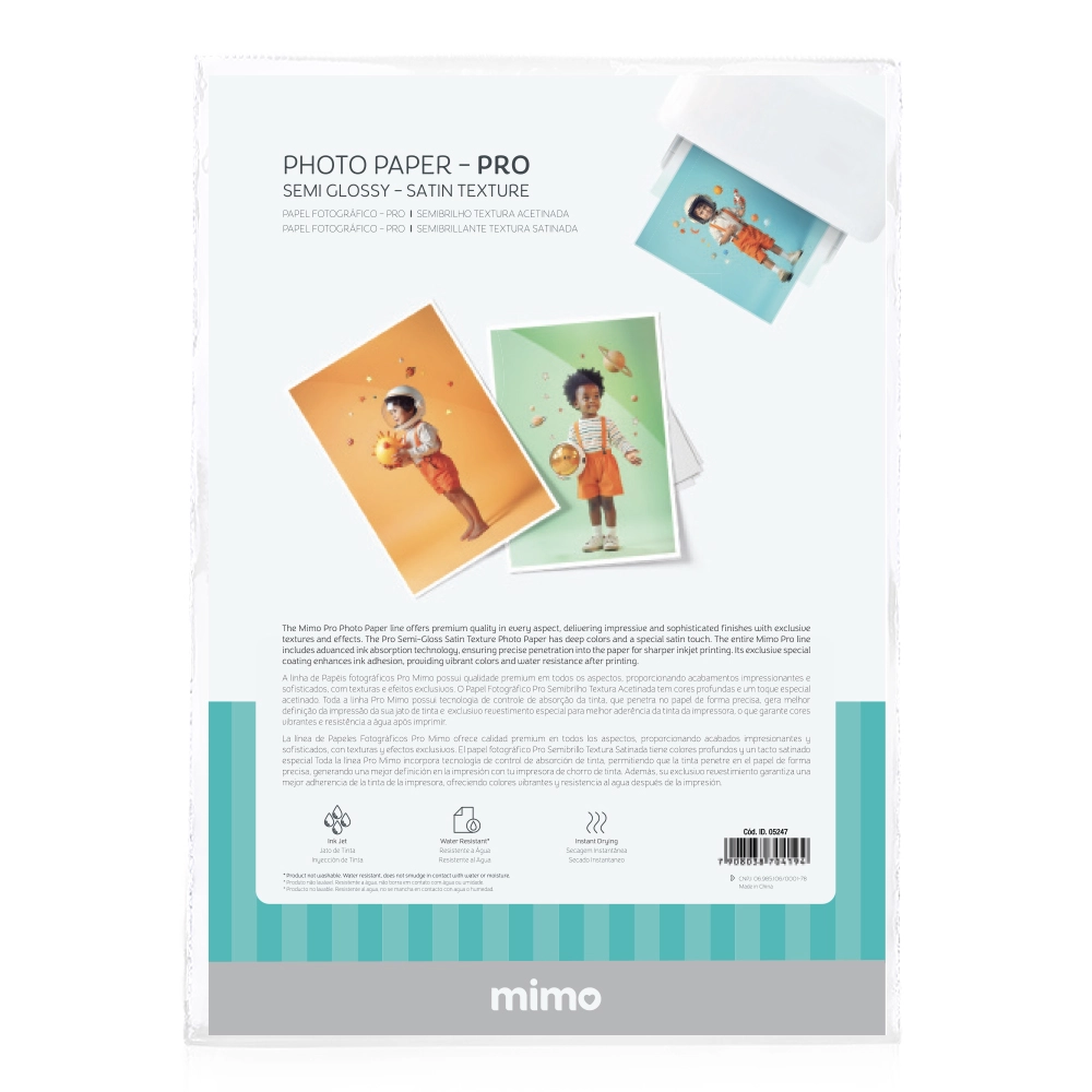 Papel Fotográfico Profissional Ultra - Semi Brilho Mimo - 200 g - A4 - 10 Unids