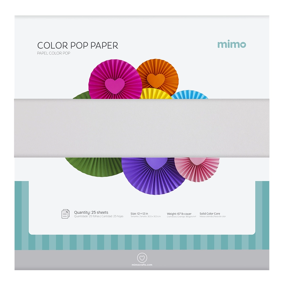 Papel Colorido Color Pop Branco Neve Mimo - 30,5 x 30,5 cm - 180 g - 25 fls
