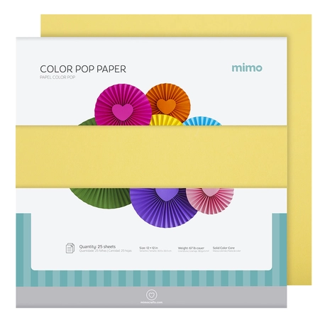 Papel Colorido Color Pop Amarelo Canarinho Mimo - 30,5 x 30,5 cm - 180 g - 25 fls