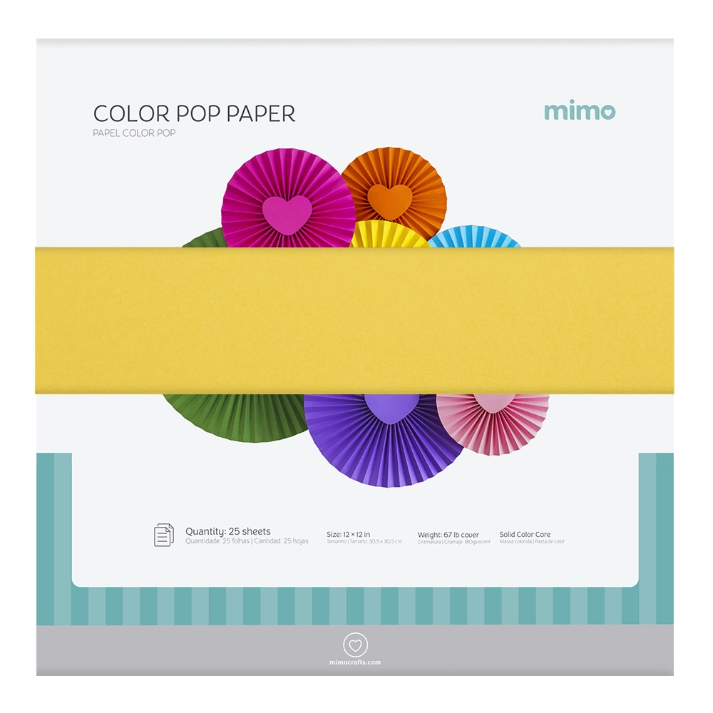 Papel Colorido Color Pop Amarelo Sol Mimo - 30,5 x 30,5 cm - 180 g - 25 fls