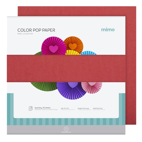 Papel Colorido Color Pop Vermelho Carmim Mimo - 30,5 x 30,5 cm - 180 g - 25 fls