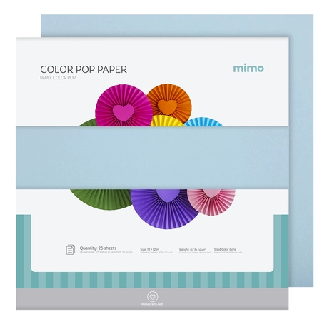 Papel Colorido Color Pop Azul Água Mimo - 30,5 x 30,5 cm - 180 g - 25 fls