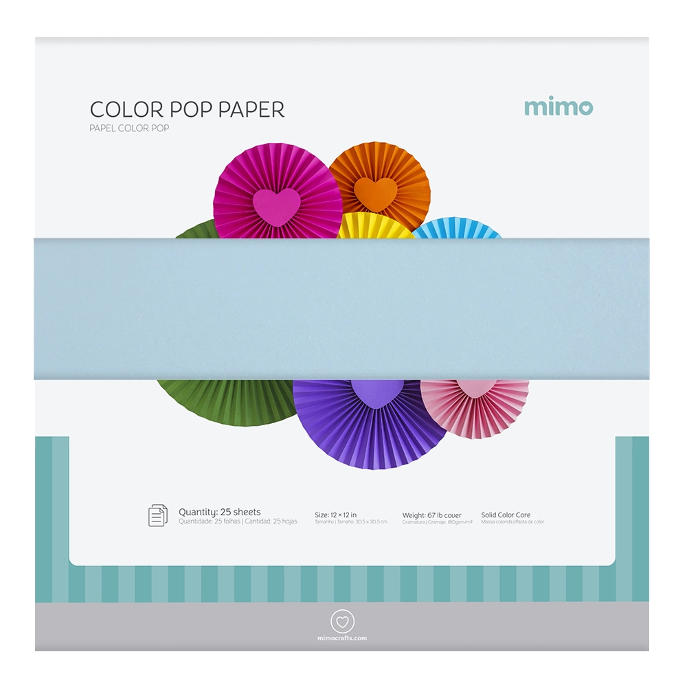 Papel Colorido Color Pop Azul Água Mimo - 30,5 x 30,5 cm - 180 g - 25 fls