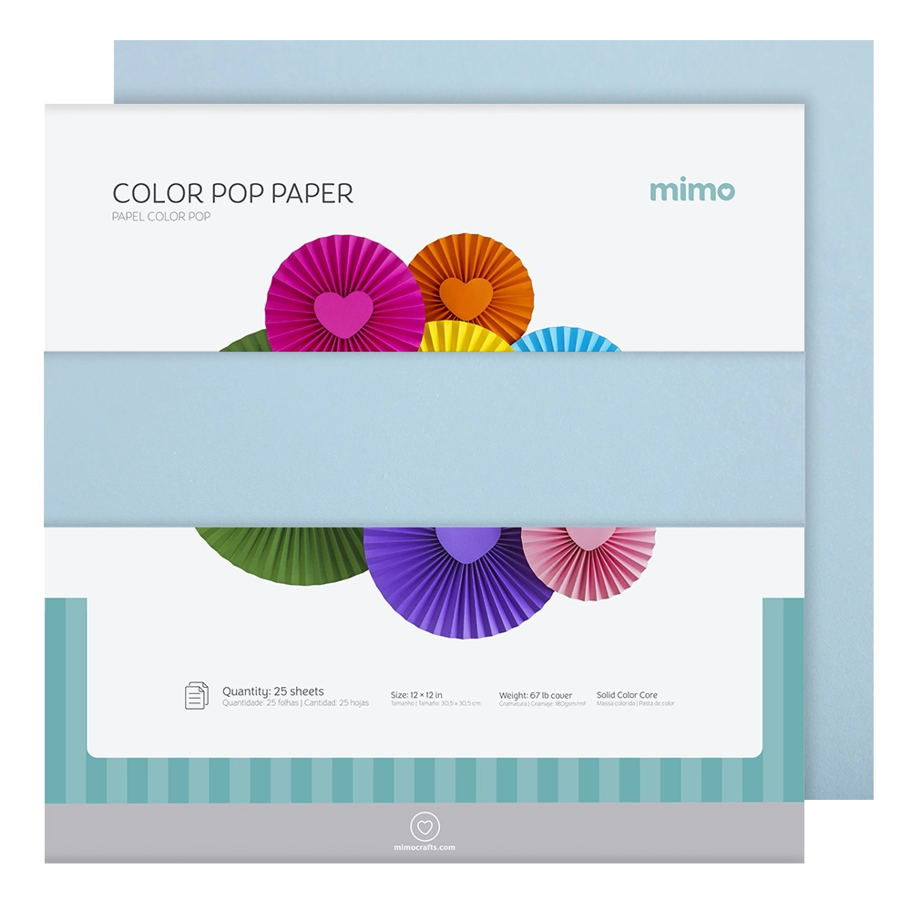 Papel Colorido Color Pop Azul Água Mimo - 30,5 x 30,5 cm - 180 g - 25 fls