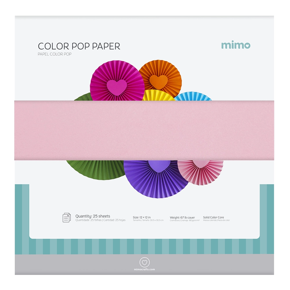 Papel Colorido Color Pop Rosa Chiclete Mimo - 30,5 x 30,5 cm - 180 g - 25 fls