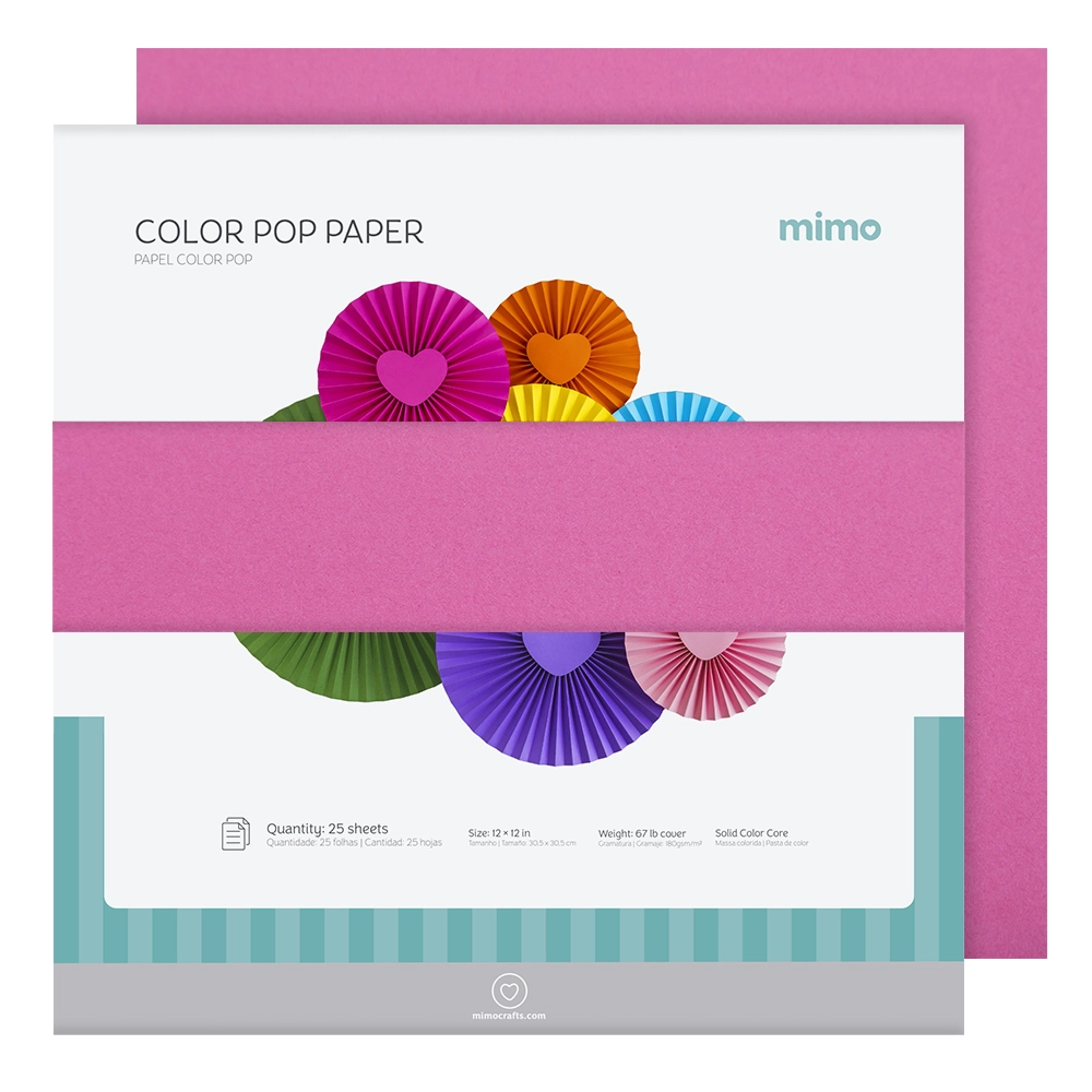Papel Colorido Color Pop Rosa Pink Mimo - 30,5 x 30,5 cm - 180 g - 25 fls