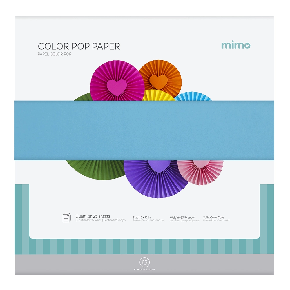 Papel Colorido Color Pop Azul Céu Mimo - 30,5 x 30,5 cm - 180 g - 25 fls