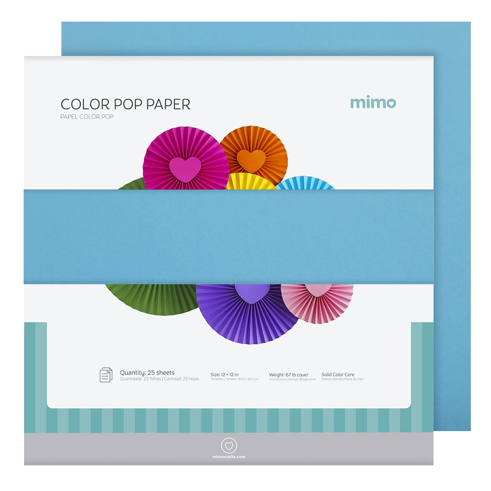 Papel Colorido Color Pop Azul Céu Mimo - 30,5 x 30,5 cm - 180 g - 25 fls