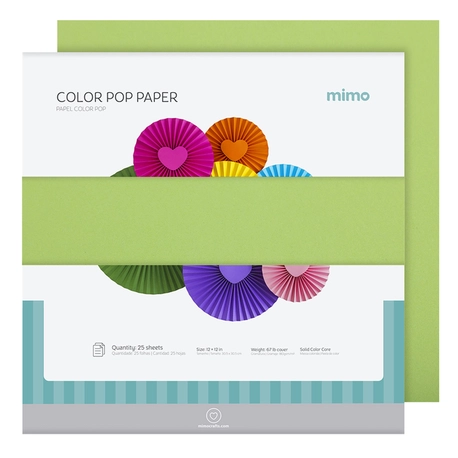 Papel Colorido Color Pop Verde Salada Mimo - 30,5 x 30,5 cm - 180 g - 25 fls