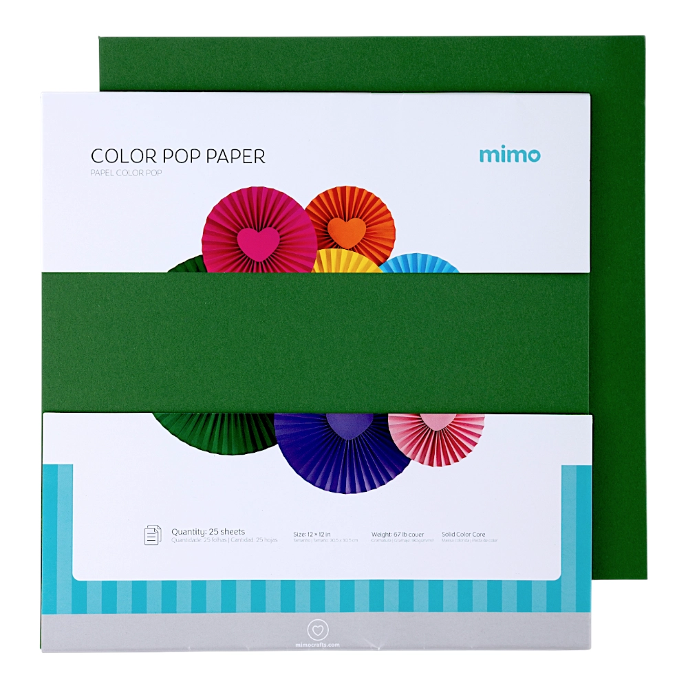 Papel Colorido Color Pop Verde Oliva Mimo - 30,5 x 30,5 cm - 180 g - 25 fls