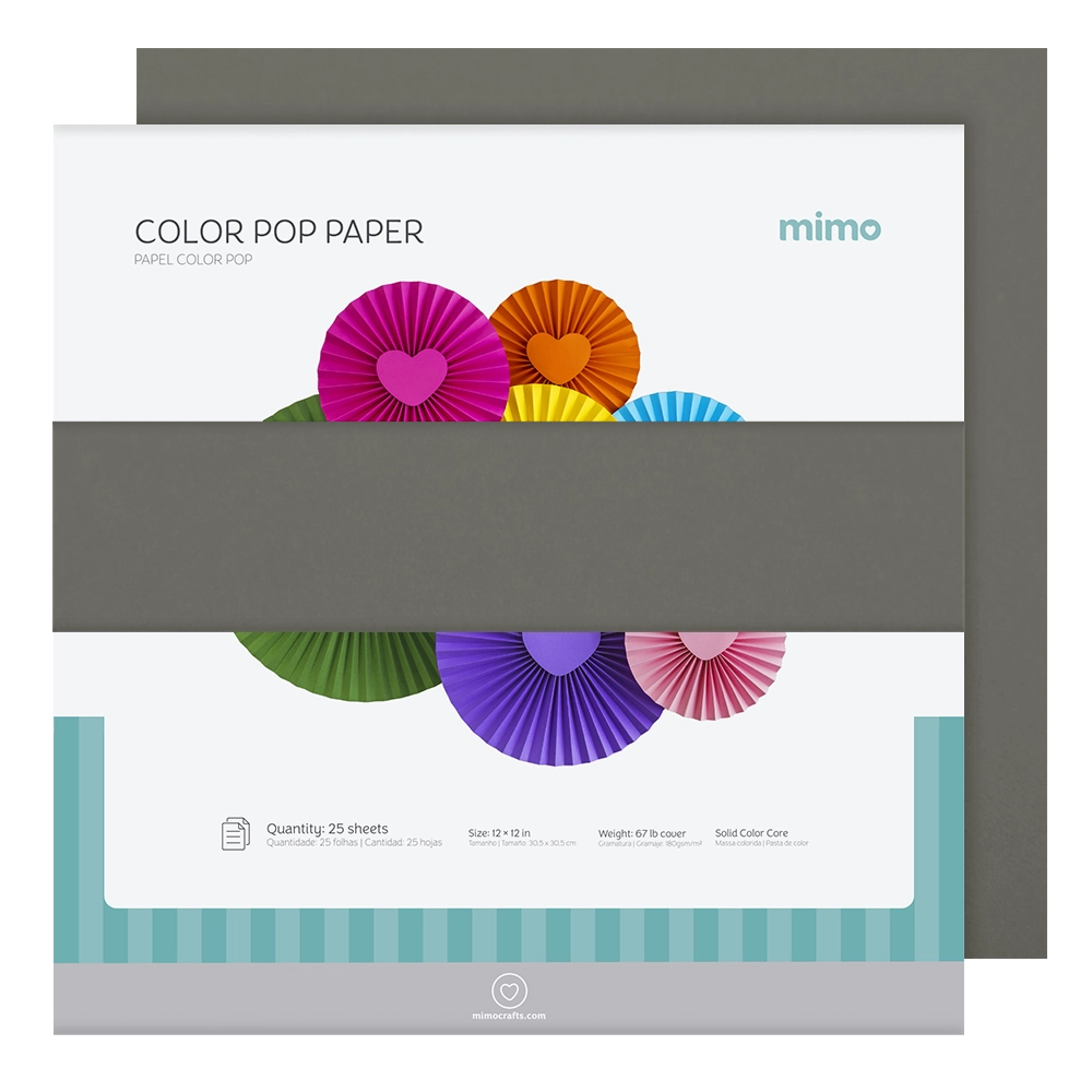 Papel Colorido Color Pop Cinza Lua Mimo - 30,5 x 30,5 cm - 180 g - 25 fls