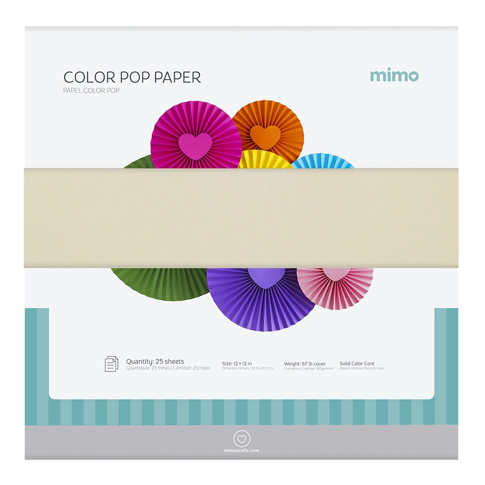Papel Colorido Color Pop Creme Baunilha Mimo - 30,5 x 30,5 cm - 180 g - 25 fls