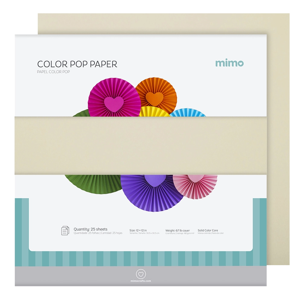 Papel Colorido Color Pop Creme Baunilha Mimo - 30,5 x 30,5 cm - 180 g - 25 fls