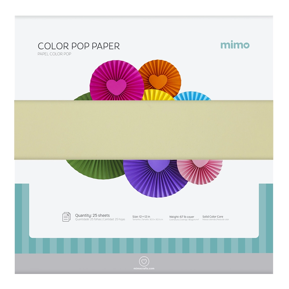 Papel Colorido Color Pop Amarelo Candy Mimo - 30,5 x 30,5 cm - 180 g - 25 fls