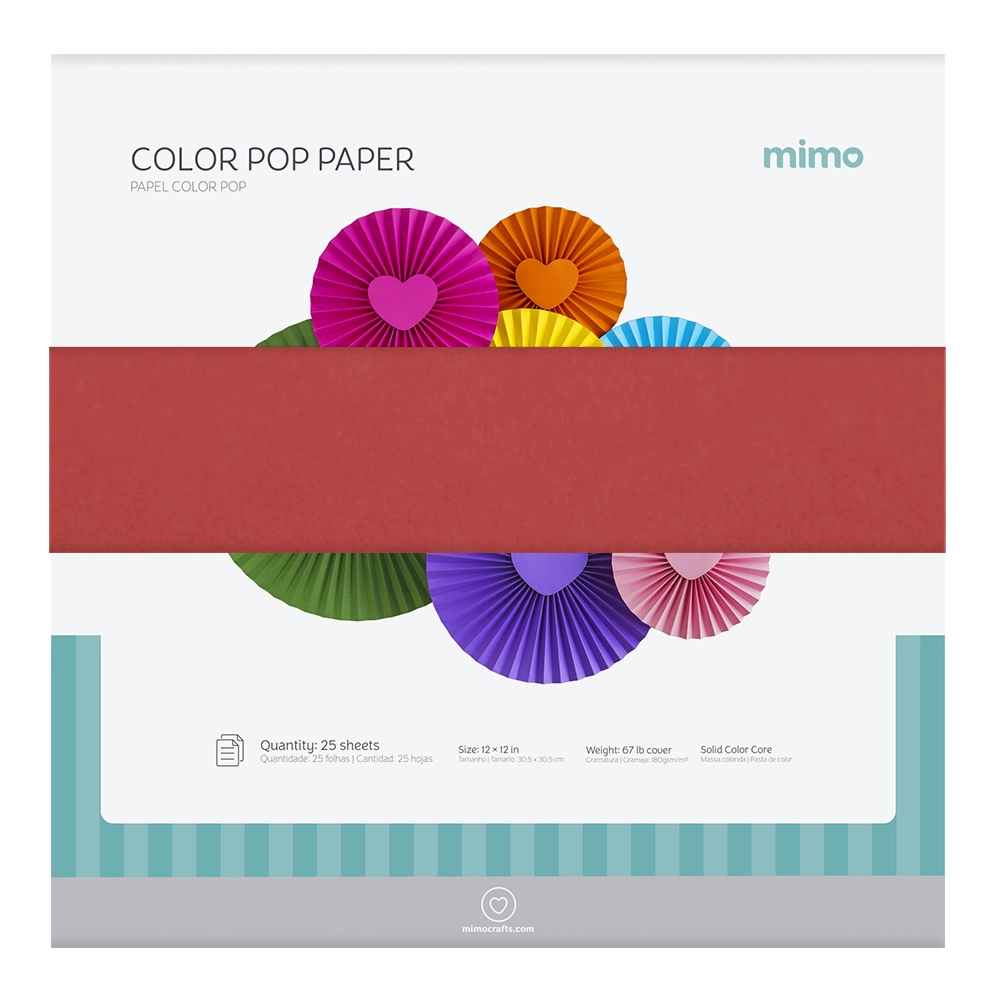 Papel Colorido Color Pop Vermelho Puro Mimo - 30,5 x 30,5 cm - 180 g - 25 fls