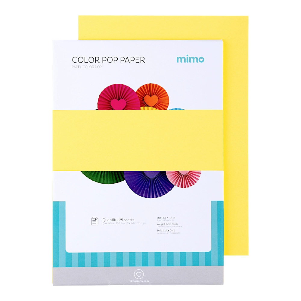 Papel Color Pop Amarelo Canarinho Mimo - A4 - 180 g - 25 fls