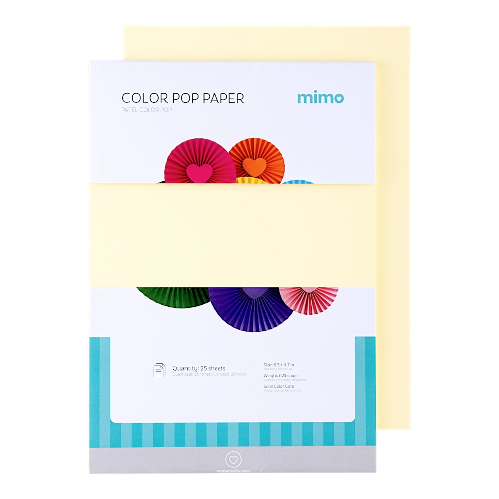 Papel Color Pop Amarelo Candy Mimo - A4 - 180 g - 25 fls