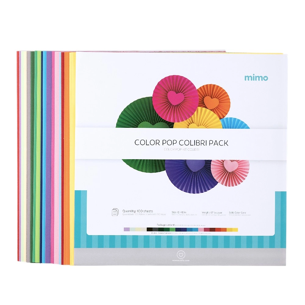 Papel Color Pop - Kit Colibri - Mimo - 30,5 x 30,5 cm - 180 g - 100 fls