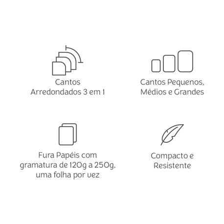 Furador Arredondador de Cantos 3 em 1 - Mimo