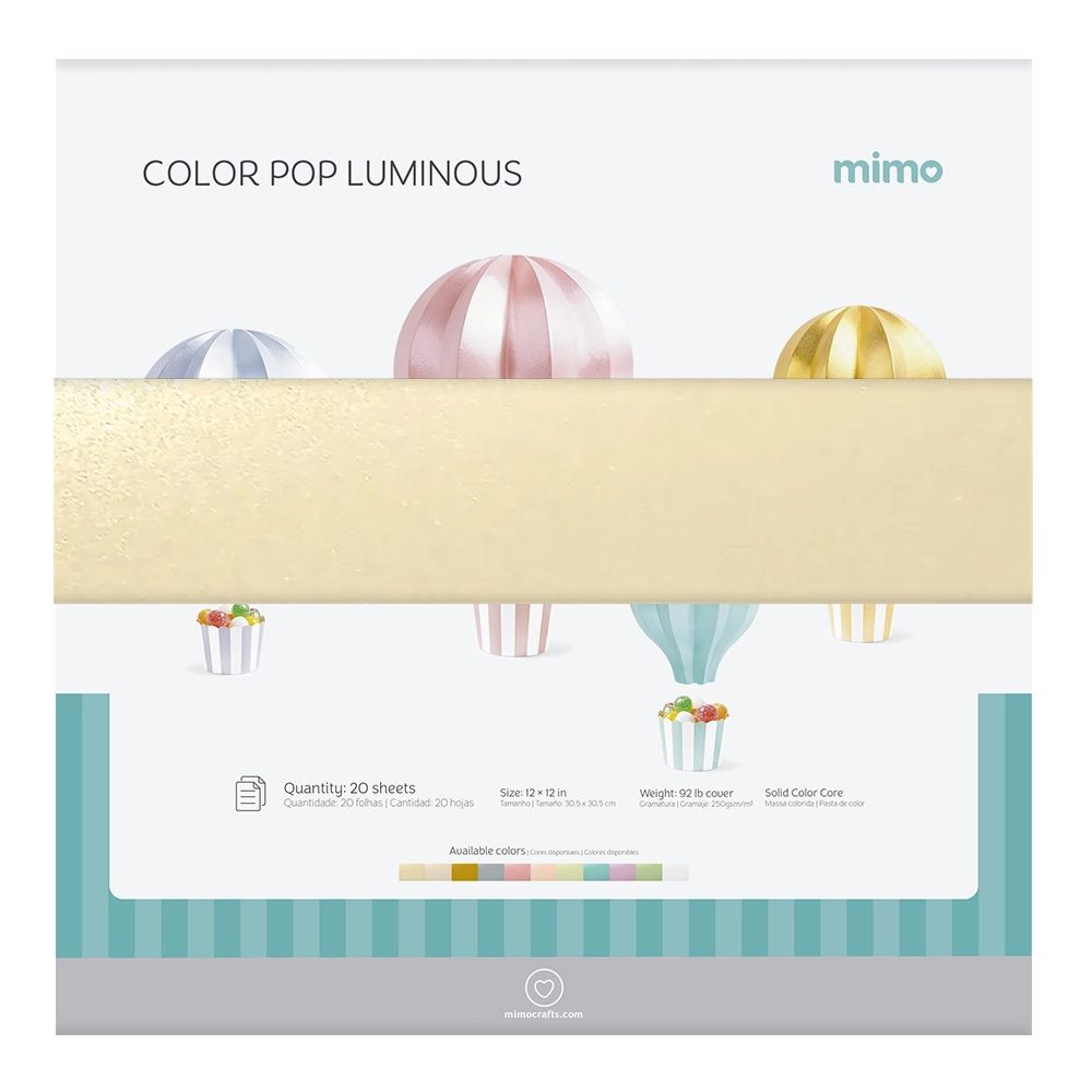 Papel Color Pop Luminous Creme Mimo - 30,5 x 30,5 cm - 250 g - 20 Fls