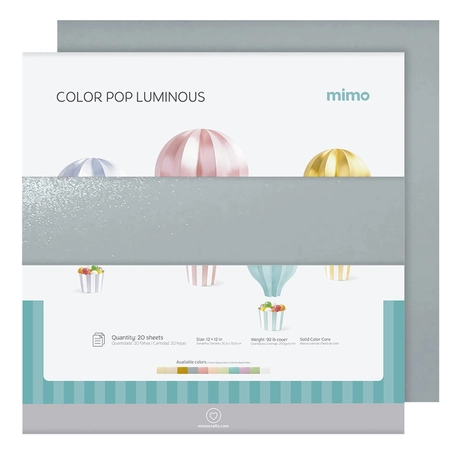 Papel Color Pop Luminous Prata Azulado Mimo - 30,5 x 30,5 cm - 250 g - 20 Fls