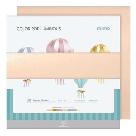 Papel Color Pop Luminous Rosa Pêssego Mimo - 30,5x30,5 cm - 250 g - 20 Fls