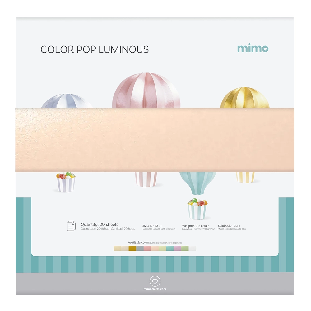 Papel Color Pop Luminous Rosa Pêssego Mimo - 30,5x30,5 cm - 250 g - 20 Fls