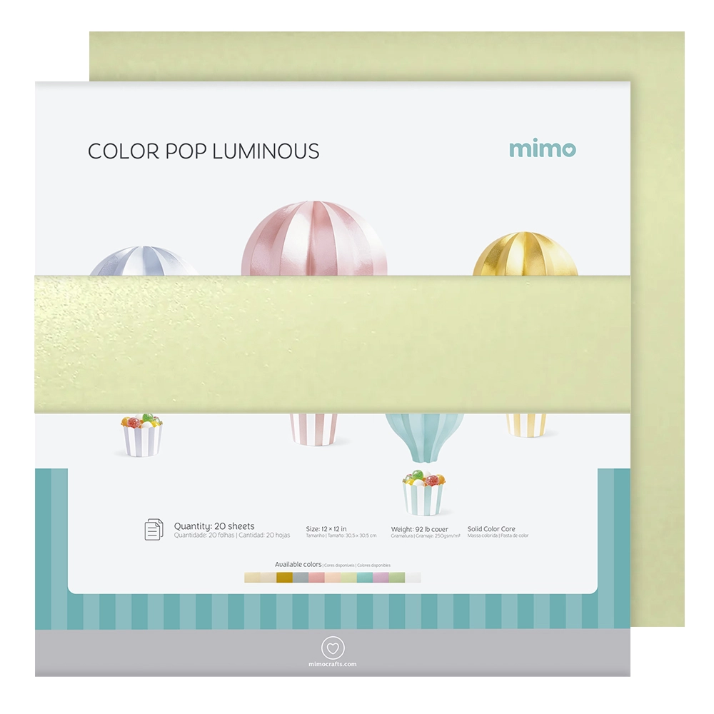 Papel Color Pop Luminous Verde Pistache Mimo - 30,5x30,5 cm - 250 g - 20 Fls