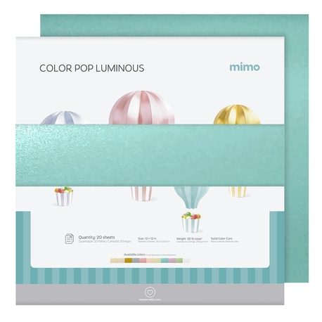 Papel Color Pop Luminous Jade Mimo - 30,5 x 30,5 cm - 250 g - 20 Fls