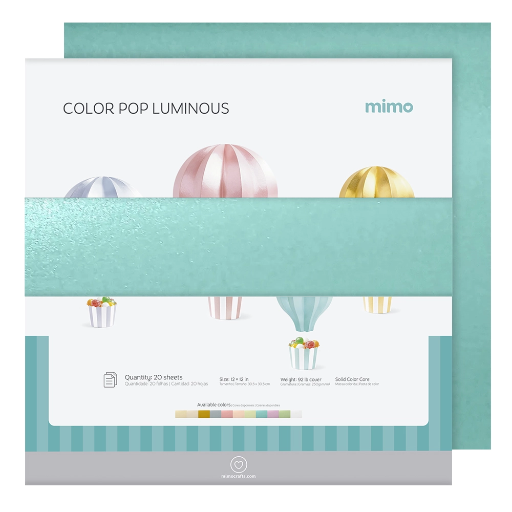 Papel Color Pop Luminous Jade Mimo - 30,5 x 30,5 cm - 250 g - 20 Fls