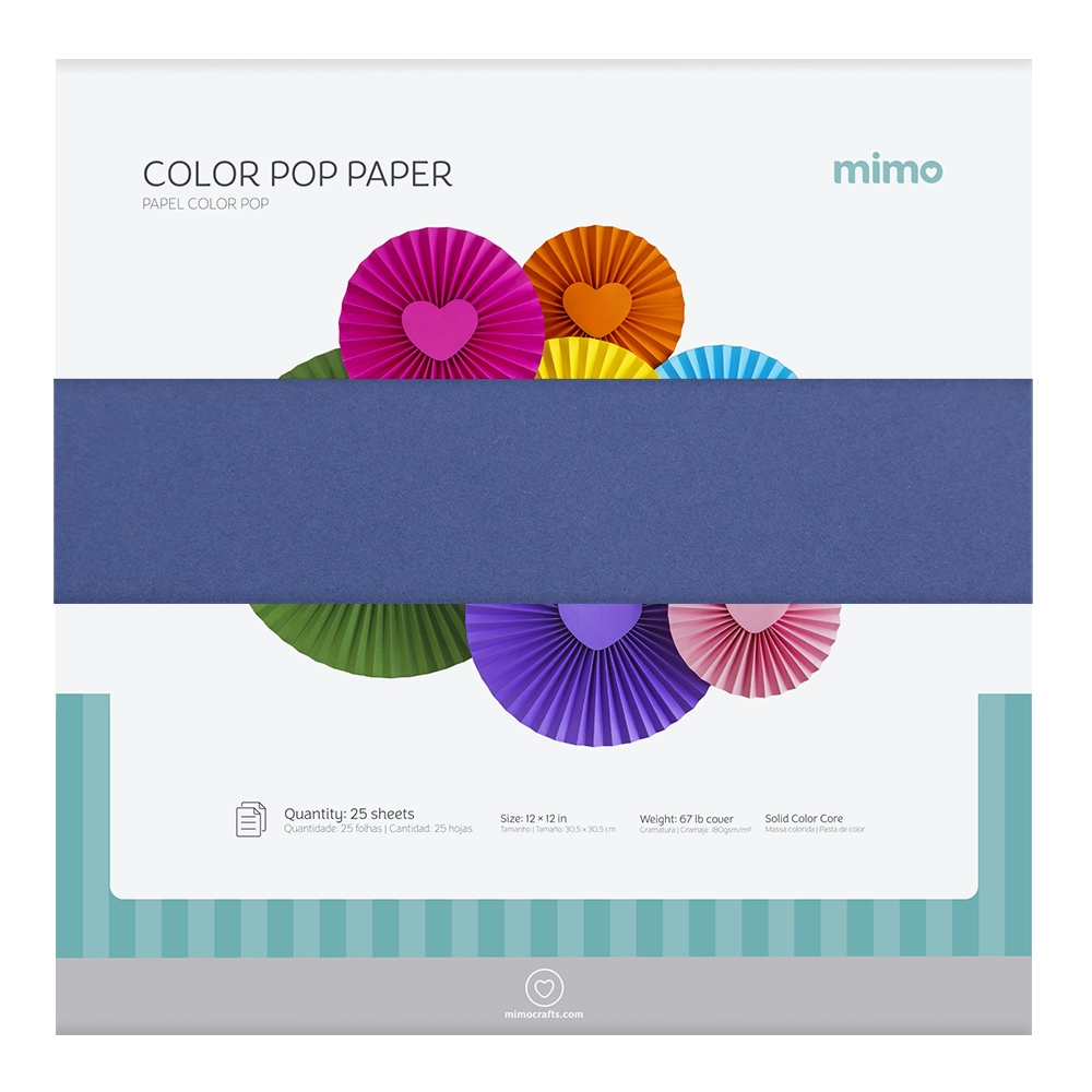 Papel Colorido Color Pop Azul Marinho Mimo - 30,5 x 30,5 cm - 180 g - 25 fls