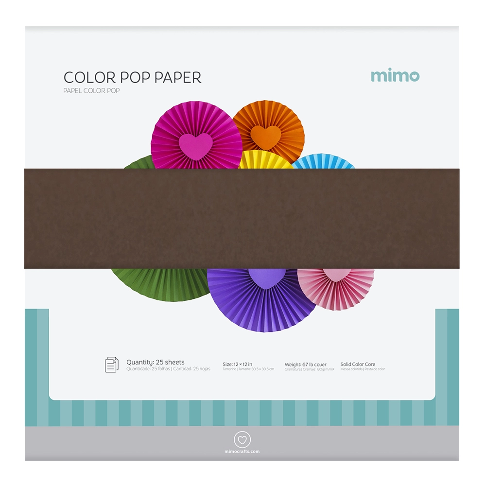 Papel Colorido Color Pop Marrom Café Mimo - 30,5 x 30,5 cm - 180 g - 25 fls