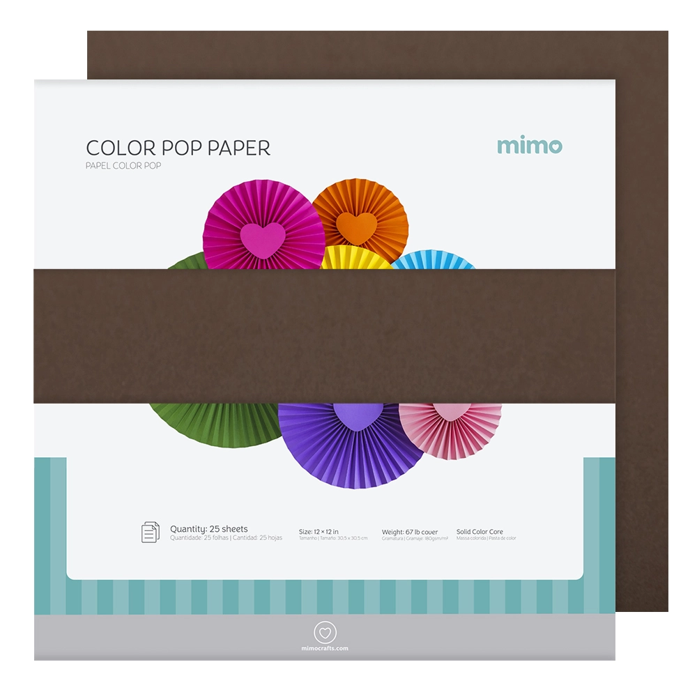 Papel Colorido Color Pop Marrom Café Mimo - 30,5 x 30,5 cm - 180 g - 25 fls
